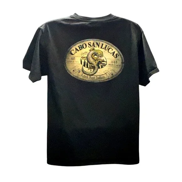 CCC Cabo San Lucas Mexico Retro Mexican Resort Vacation Trip Black Tee Iguana LG - Picture 3 of 6
